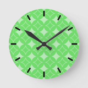 Lime green shippo pattern runde wanduhr