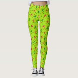 Lime Green Ski Tricks Muster Weihnachten Leggings