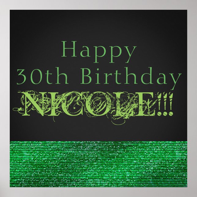 Lime Green Sparkle Modern Glam Sequin Party Banner Poster (Vorne)