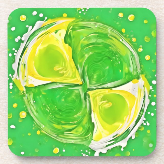 Lime Green Spiral Getränkeuntersetzer (Vorderseite)