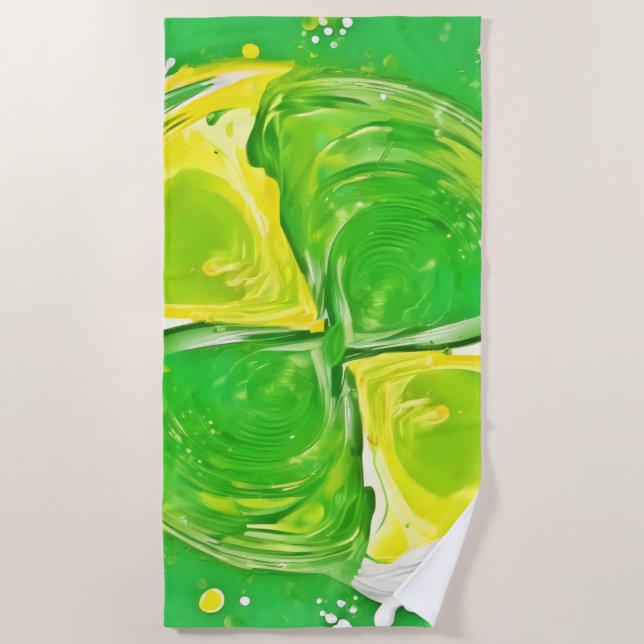 Lime Green Spiral Strandtuch (Vorderseite)