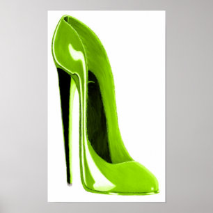 Lime Green Stiletto Shoe Print Poster