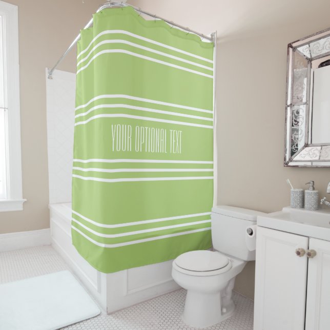Lime Green Stripes Custom Text rideau de douche (En situation)