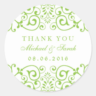 Lime Green Swirl Blume Danke Sticker