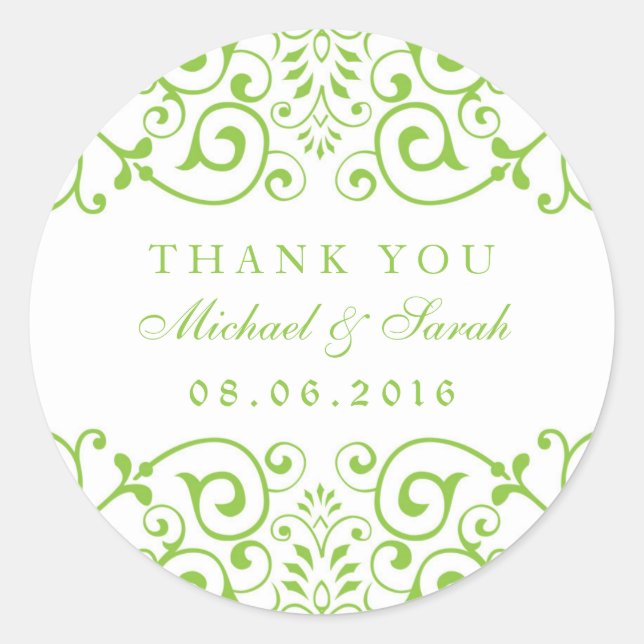 Lime Green Swirl Blume Danke Sticker (Vorderseite)