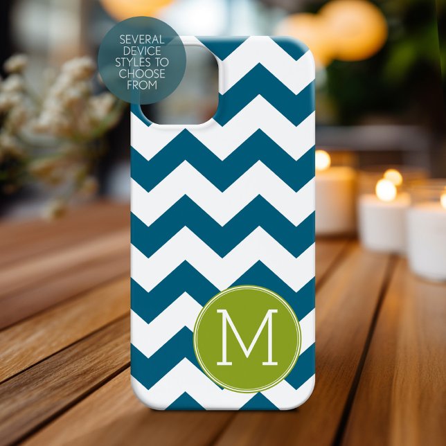 Lime Green und Aquamarines Zickzack Muster Monogra title_seo2 (Personalized Phone Case with Monogram)