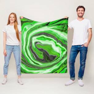 Lime Green und Black Marmor wie Wirbel Fluid Art Fleecedecke