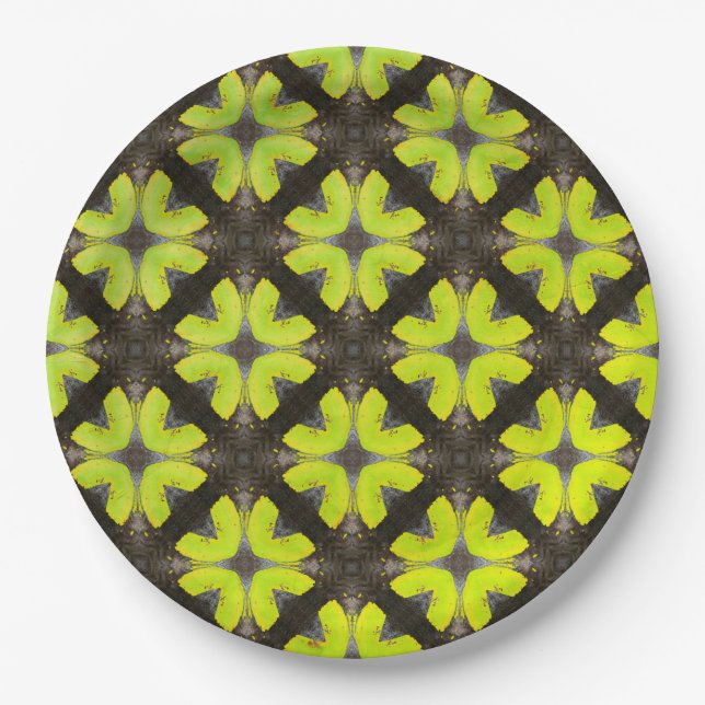 Lime Green und Black Modern Hipster Pattern Pappteller (Vorderseite)