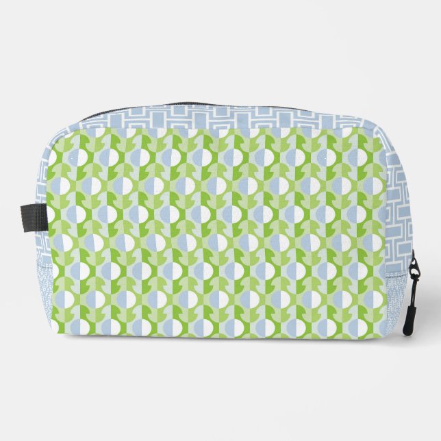 LIME GREEN UND BLAUE PATTER WASCHBEUTEL (Vorderseite)