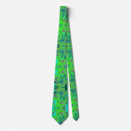 Lime Green und Blue Groovy Abstrakt Retro Art Krawatte