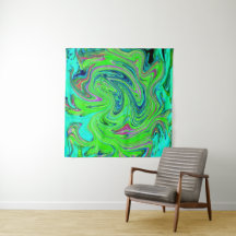 Lime Green und Blue Groovy Abstrakt Retro Art