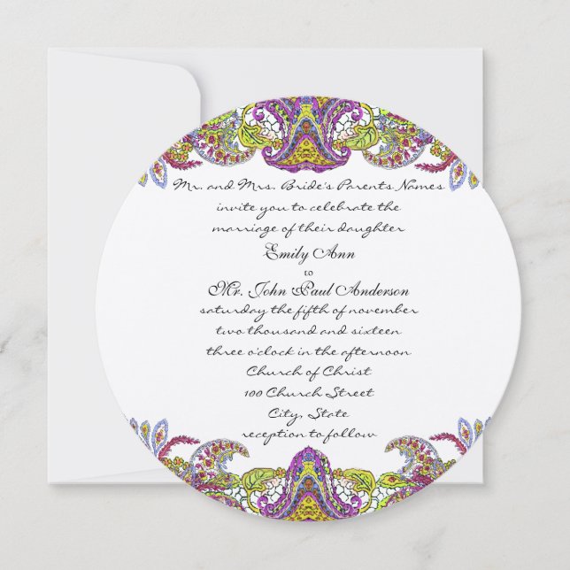 Lime Green und Raspberry Damask Einladung (Vorderseite)
