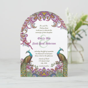 Lime Green und Raspberry Damask Einladung