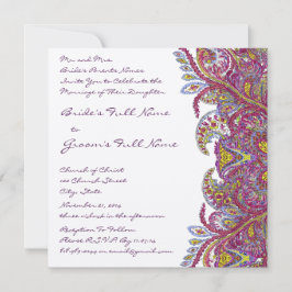 Lime Green und Raspberry Damask Einladung