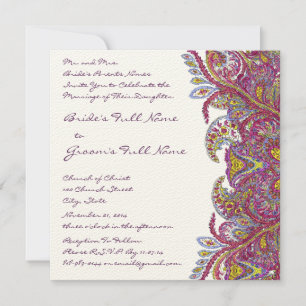 Lime Green und Raspberry Damask Einladung