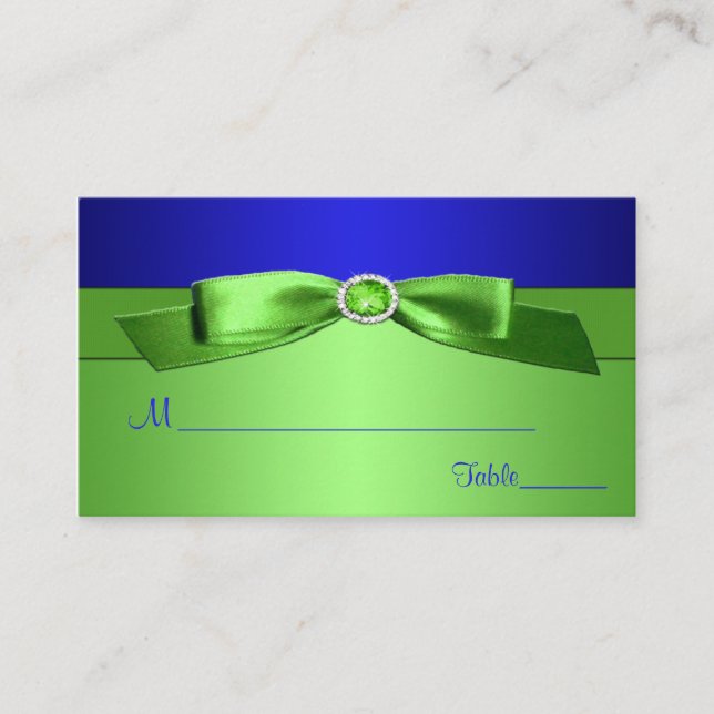 Lime Green und Royal Blue Placecards Platzkarte (Vorderseite)