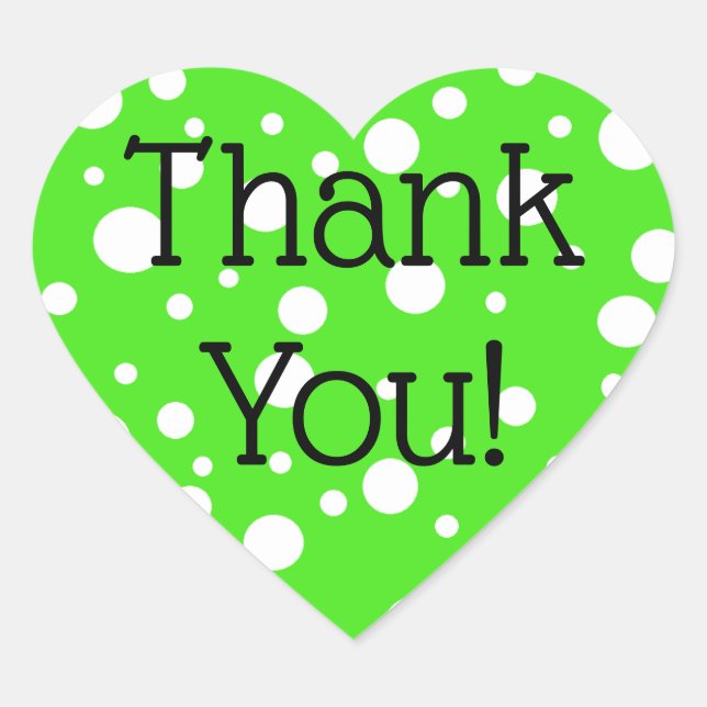 Lime Green und White Polka Dot Danke Stickers (Vorderseite)