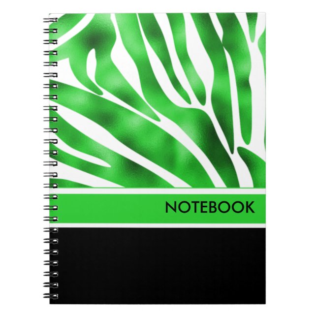 Lime Green und White Zebra Stripe Notebook Notizblock (Vorderseite)