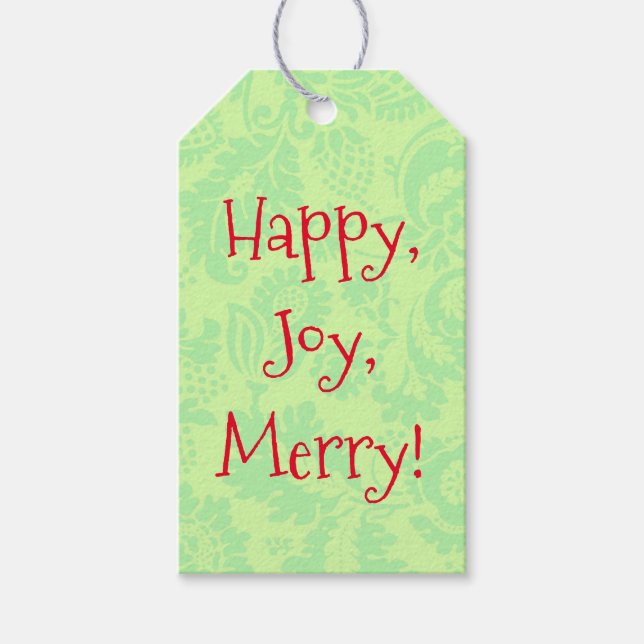Lime Green Vintag Style Weihnachtsgeschenk-Tag Geschenkanhänger (Vorderseite)