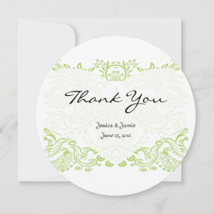 Lime Green Whimsical Bird Wedding Danke Karten