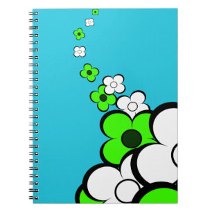 Lime Green White Blume Notizblock
