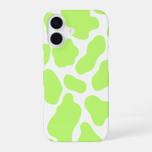 Lime Green & White Cow Imprimer iPhone 16 Coque