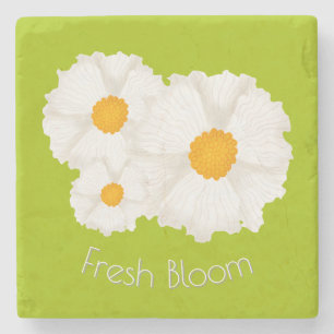 Lime Green White Floral Marmor Stone Untersetzer