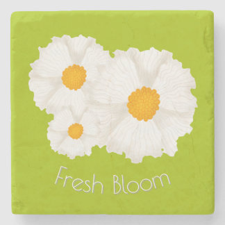 Lime Green White Floral Marmor Stone Untersetzer