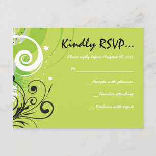 LIME GREEN WIRBEL & STARS Bat Mitzvah Repair Card RSVP Karte