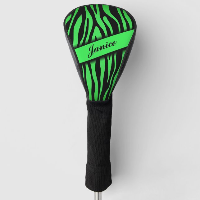 Lime Green Zebra Golf Headcover (Vorderseite)