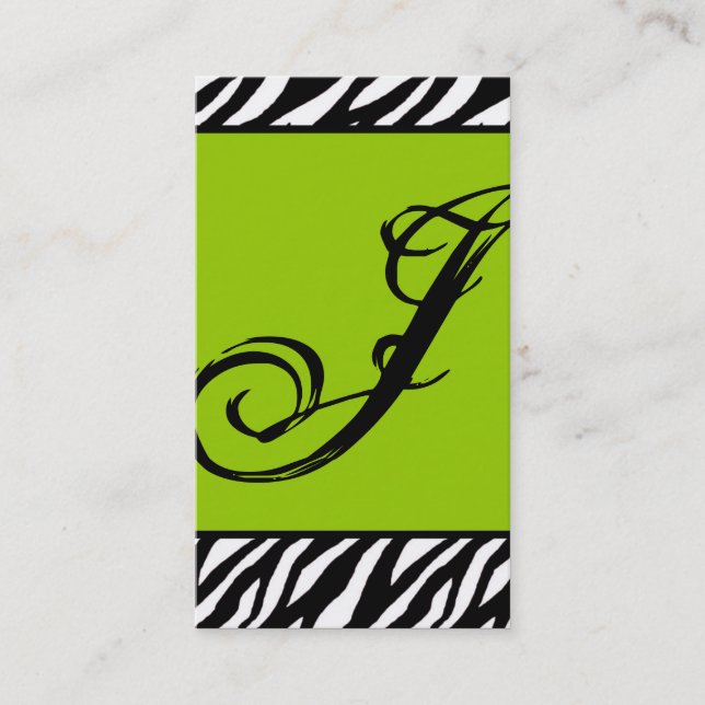 Lime Green Zebra Print Pattern Business Card Visitenkarte (Vorderseite)
