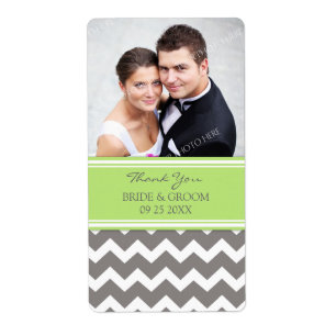 Lime Grey Chevron Étiquettes de mariage photo