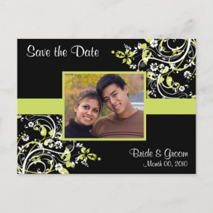 Lime-Grün- und Schwarz-Save the Date-Foto-Postkart Ankündigungspostkarte