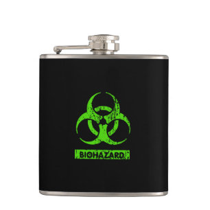 Lime Neon Grün Bio-Hazard Chemikalien Grafik Flachmann
