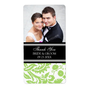 Lime Noir Damas Photo Mariage Étiquettes