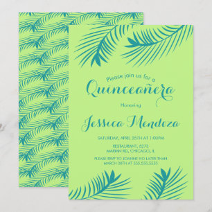 Lime-Palm-Blatt-Quinceañera-Sweet-16-Einladung Einladung