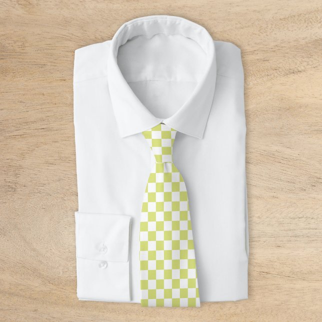 Lime Retro Schachbrettmuster Krawatte (Von Creator hochgeladen)