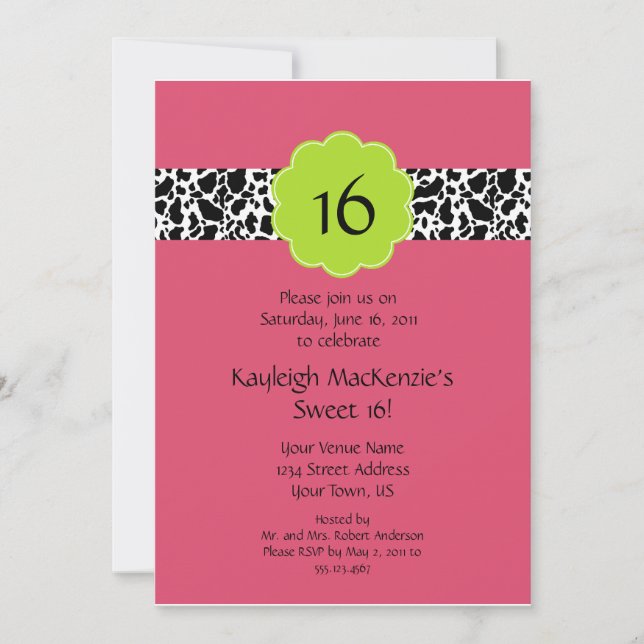 Lime rose Sucre noir 16 Invitation (Devant)