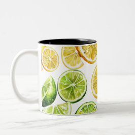 Lime Slices Mug: Zesty Citrus Kitchen Decor Zweifarbige Tasse