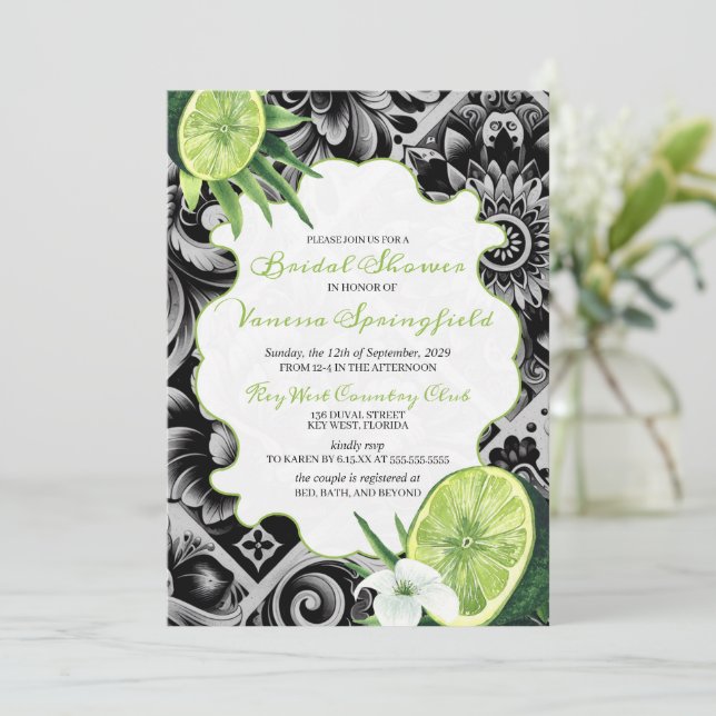 Lime Tile Bridal Shower  Einladung (Stehend Vorderseite)