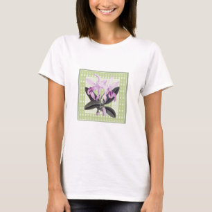Lime und lila Cattleya-Orchideen Botanik T-Shirt