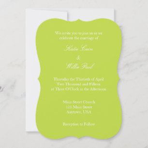 Lime Vert Blanc Plaine Simple Faire-part de mariag