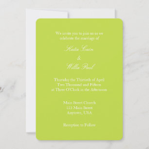 Lime Vert Blanc Plaine Simple Faire-part de mariag