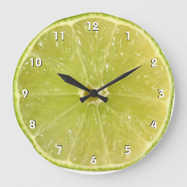 Lime Wall Clock with numbers Große Wanduhr (Vorderseite)