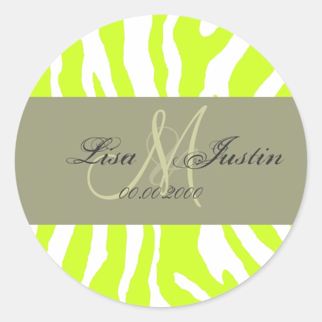 Lime zèbre, autocollants monogrammes (Devant)