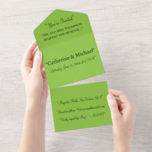 Limegrüne All-in-One-Hochzeitseinladung – Hellgrün All In One Einladung