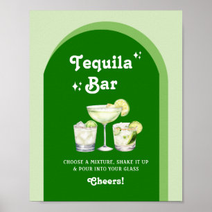 Limegrüne Citrus Retro Tequila Bar Poster