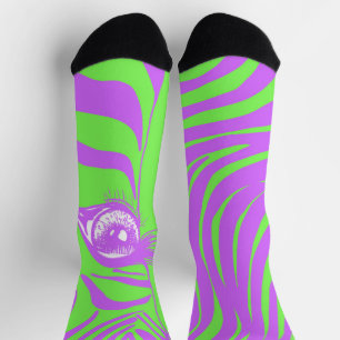Limegrüne unpassende Zebrasocken Socken
