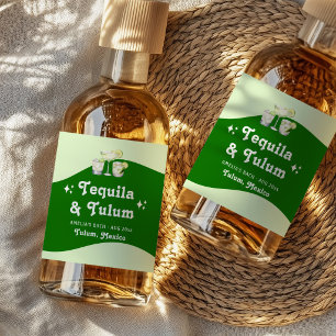 Limegrüner Zitrus Tequila & Tulum Junggesellinnena Alkoholflaschenetikett