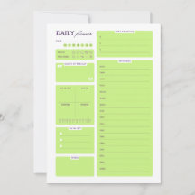 Limegrünes minimalistisches Tagesplanertemplate